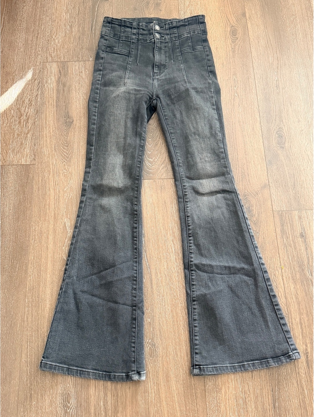 We The Free Jayde Flare Jeans Black Super High Rise Size 27 Y2K